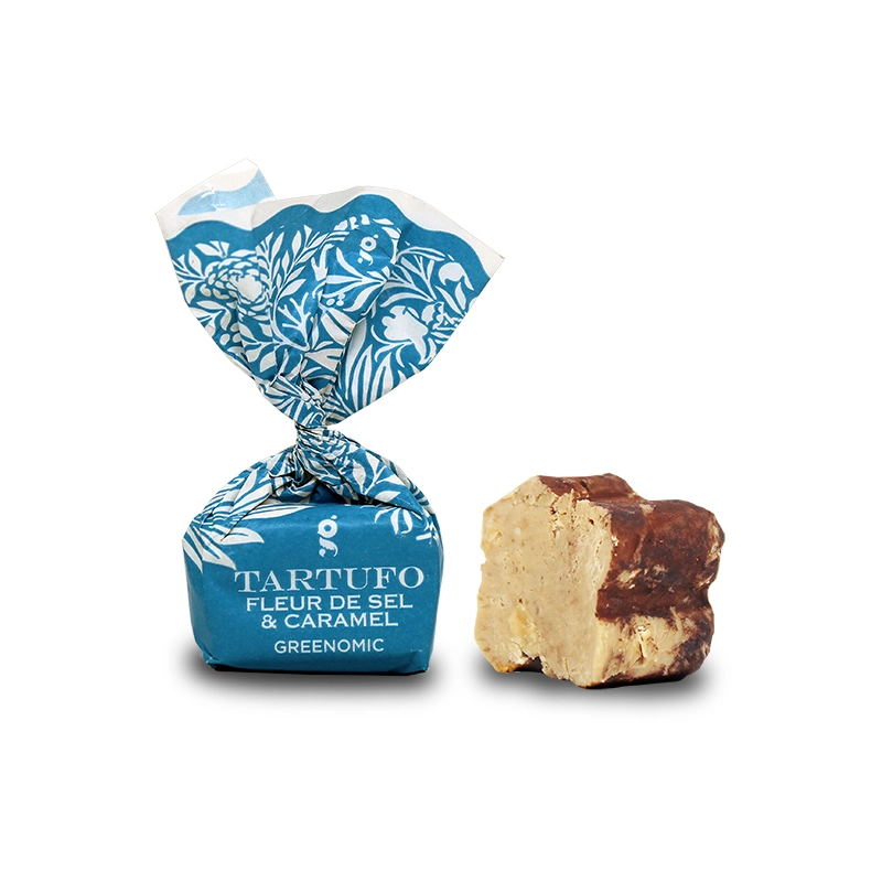 Tartufo Fleur de Sel & Caramel | Greenomic | Süßer Trüffel mit Meersalz - Karamell - Haselnuss | 14g