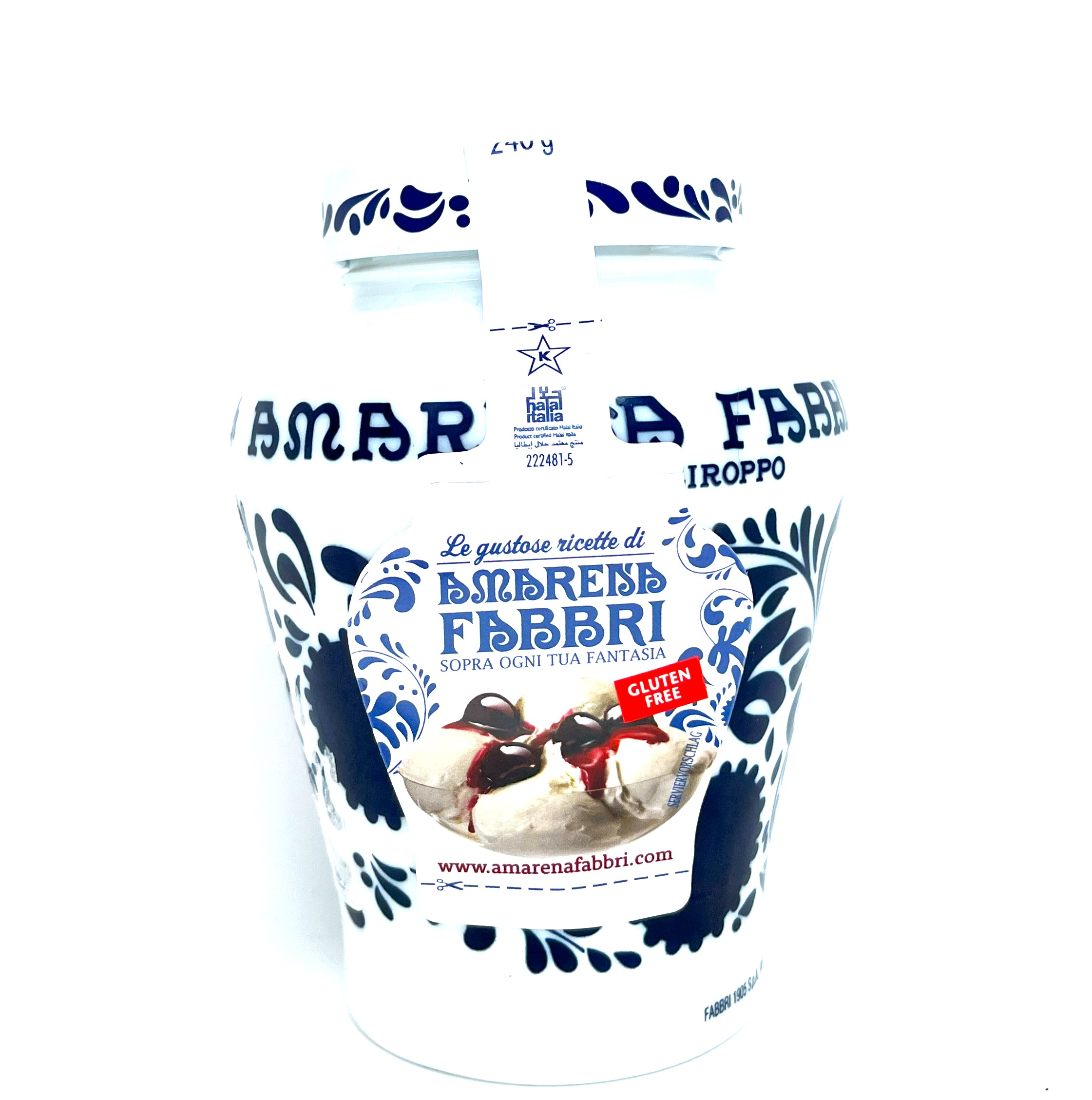 Amarena Kirschen in Sirup | Fabbri | 600 g Opaline Vase | Nettofüllmenge 240g