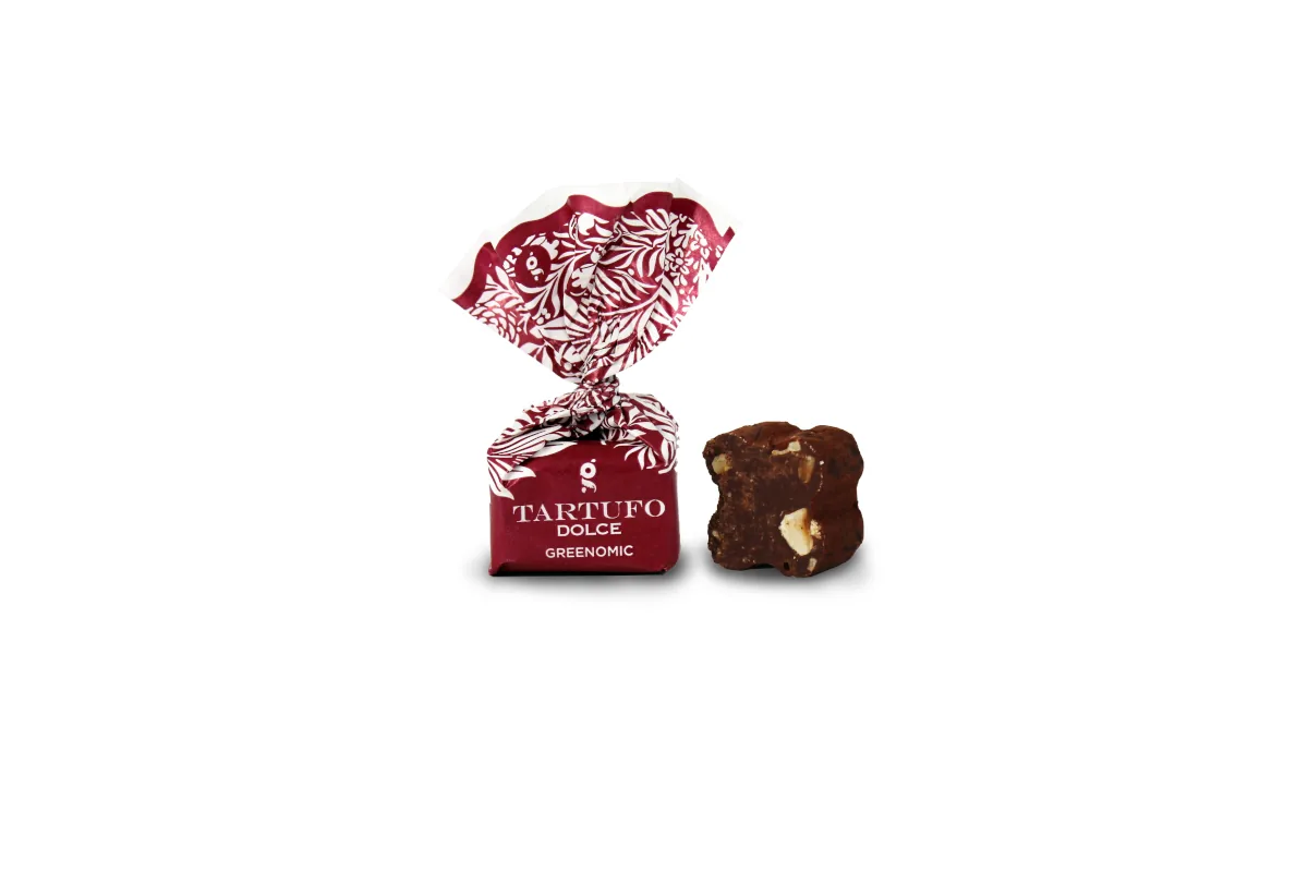 Tartufo Dolce Neri | Greenomic | Schokoladen Trüffelpraline mit Piemonteser Haselnüssen | 14g