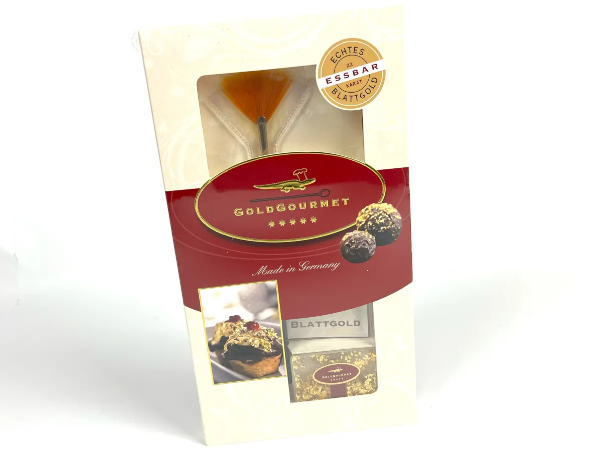 Gold Gourmet Feinschmeckerbox | Echtes Essbares Blattgold 22 Karat | E 175 | 64 mg Gold Gourmet Feinschmeckerbox | Echtes Essbares Blattgold 22 Karat | E 175 | 64 mg